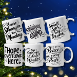 Inspirational Coffee Mug Set – Pack of 6 Motivational Quotes